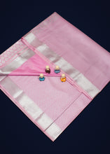 Load image into Gallery viewer, Subtle Charm and Elegance: Pastel Pink Silk Saree with Silver Zari Accents
