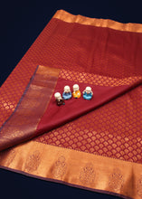 Load image into Gallery viewer, Exquisite Deep Maroon with Copper Zari Saree
