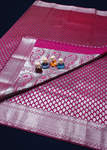 Load image into Gallery viewer, Regal Charm: Wine Colour Silk Saree with Silver Zari
