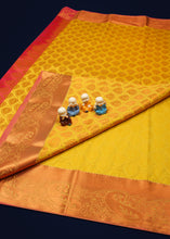 Load image into Gallery viewer, The Luminous Yellow Saree with Golden Zari Weaving
