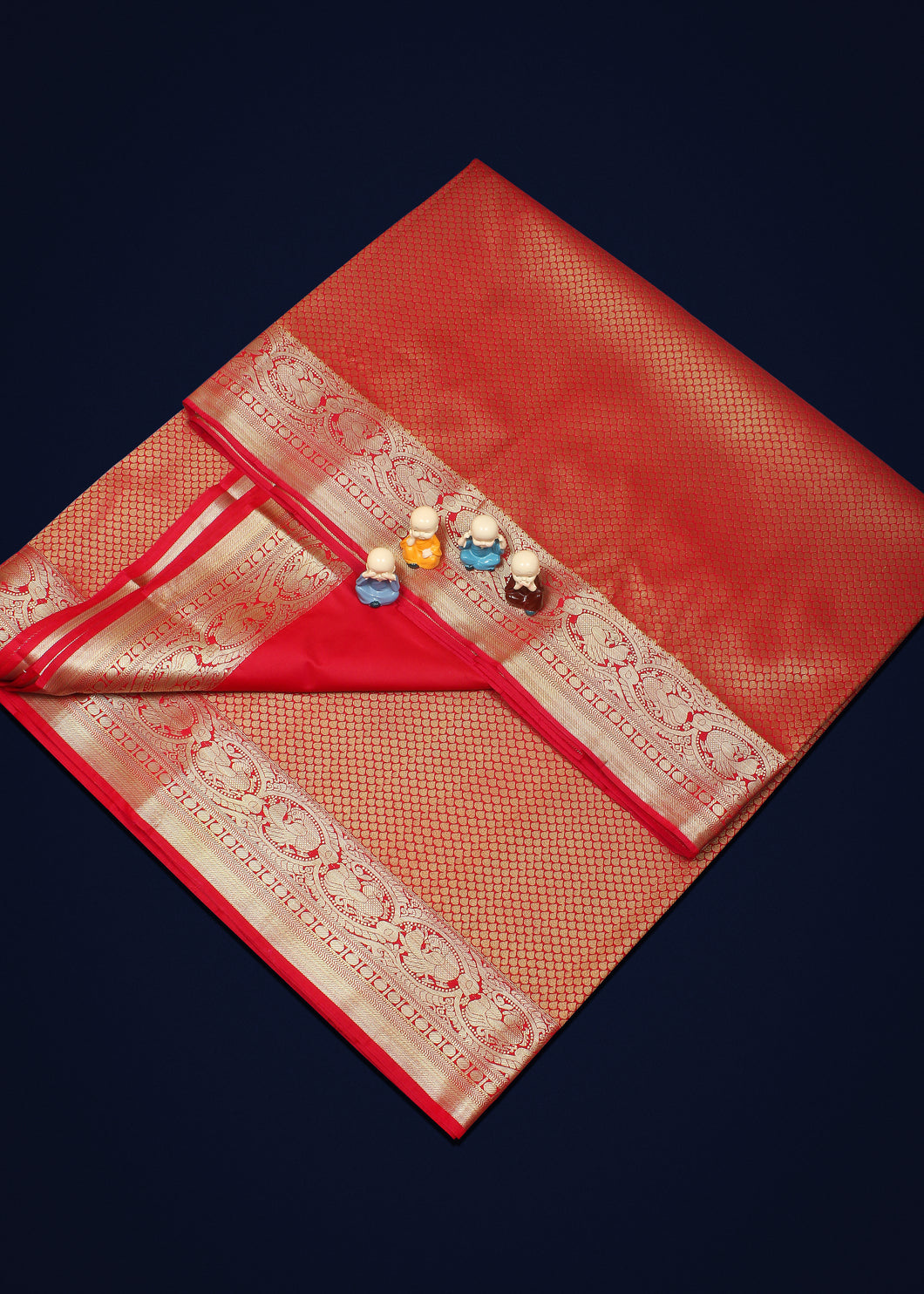 The Captivating Reddish Orange  and Golden Silk Saree - Embrace the Timeless Glamour of Tradition!